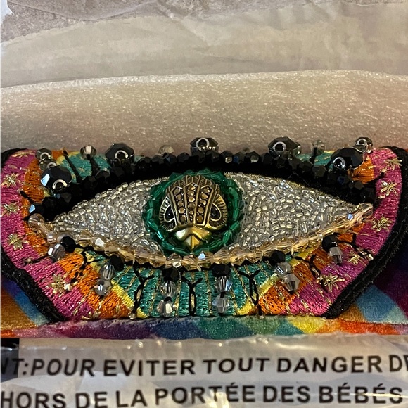 Kurt Geiger NWT eye rainbow stripes Kensington handbag - Picture 3 of 11